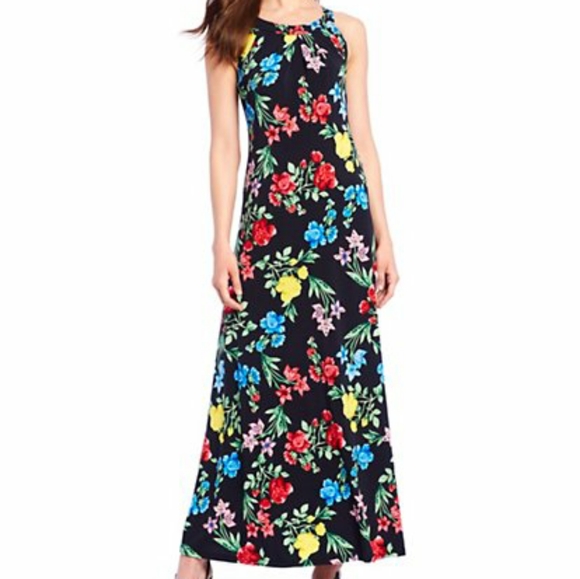 Calvin Klein floral maxi black dress - Picture 1 of 2